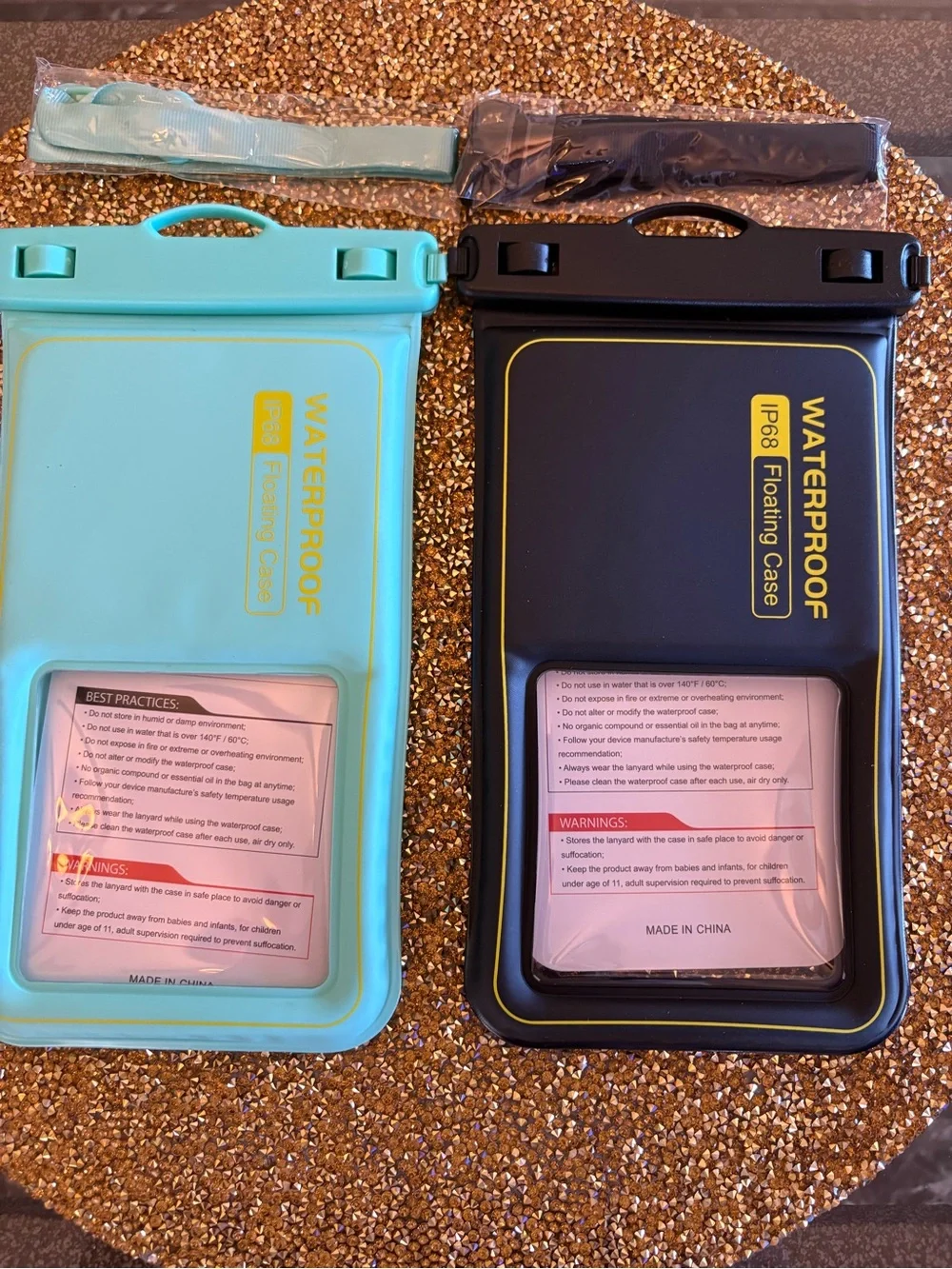 Rynapac NWT IP68 Floating cases Waterproof Phone Pouch - Black & Green 2 pack